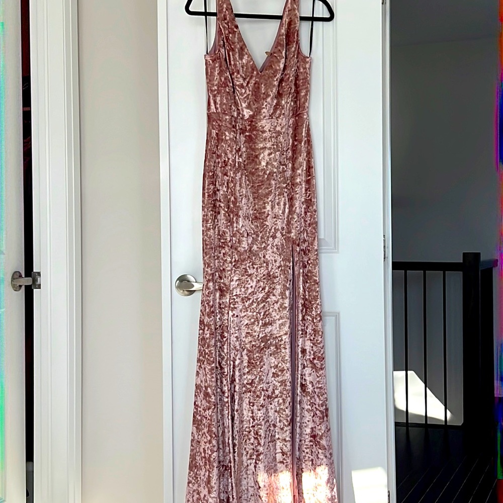 Lulus Medium Velvet Maxi Dress Pink Blush